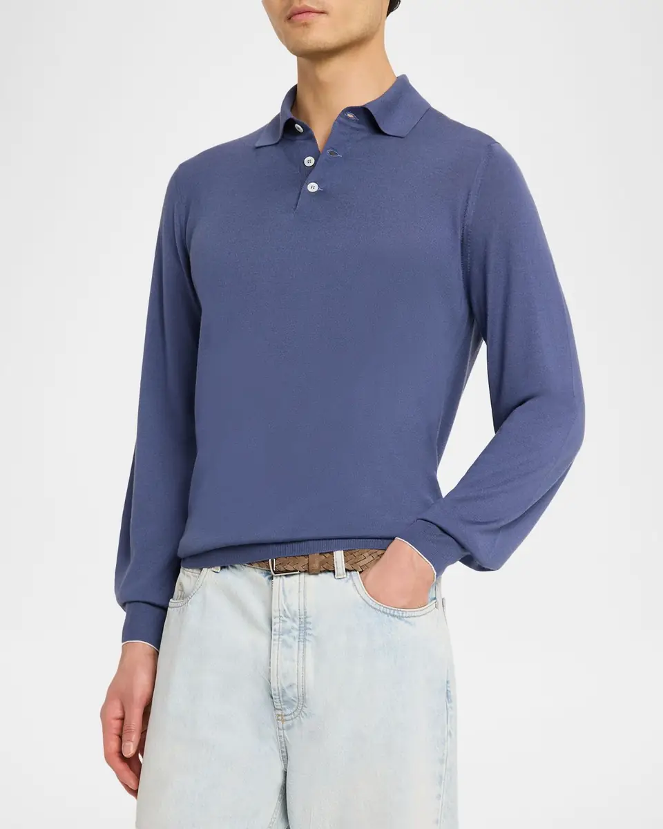 Brunello Cucinelli Men's Wool and Cashmere Half-Zip Sweater | Thumbnail 4 Brunello Cucinelli Men's Wool and Cashmere Half-Zip Sweater | Thumbnail 4
