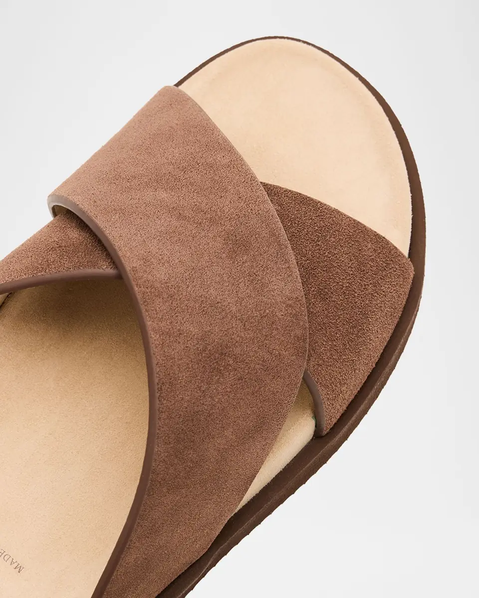 Brunello Cucinelli Men's Cross-Strap Suede Slides | Thumbnail 3 Brunello Cucinelli Men's Cross-Strap Suede Slides | Thumbnail 3