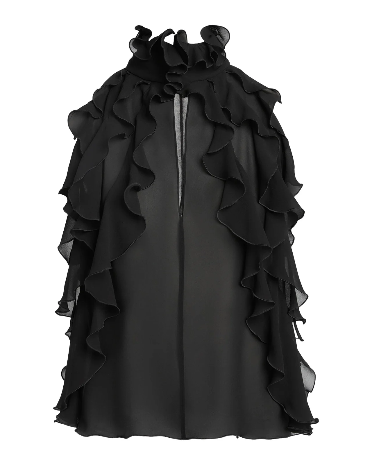 Alexander McQueen Cutout Ruffle Silk Georgette Top
