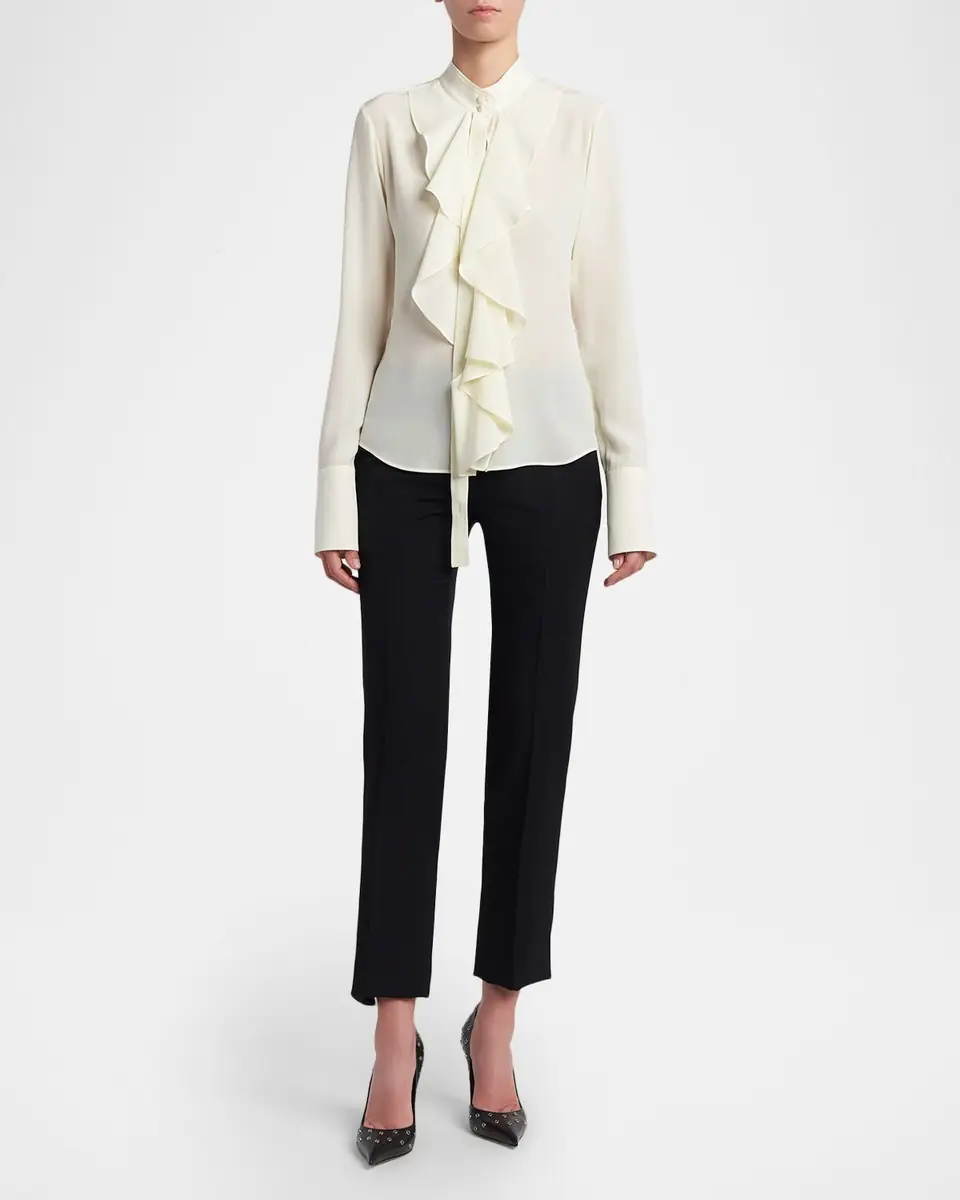Alexander McQueen Ruffle Crepe De Chine Shirt | Thumbnail 2 Alexander McQueen Ruffle Crepe De Chine Shirt | Thumbnail 2