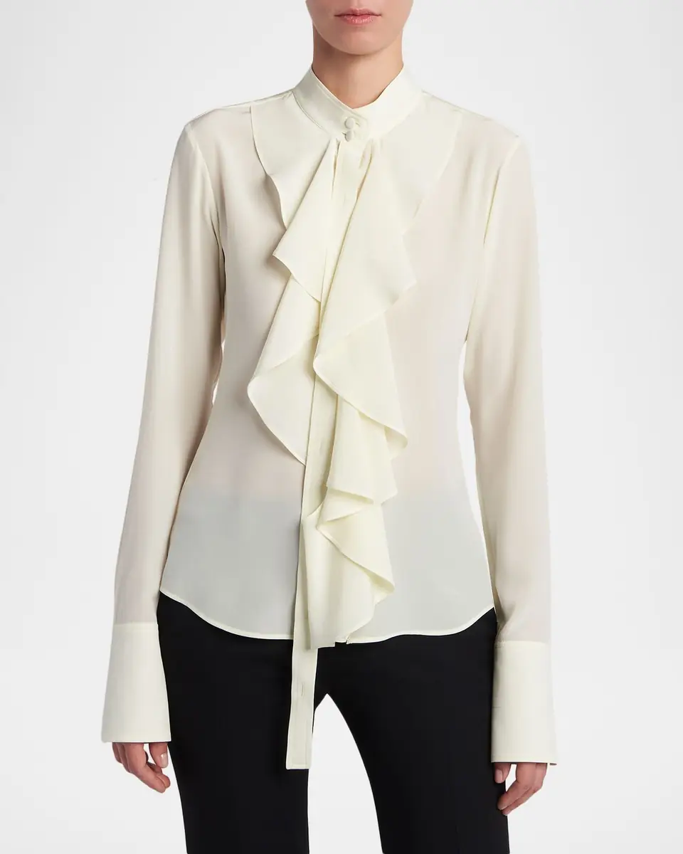 Alexander McQueen Ruffle Crepe De Chine Shirt | Thumbnail 4 Alexander McQueen Ruffle Crepe De Chine Shirt | Thumbnail 4