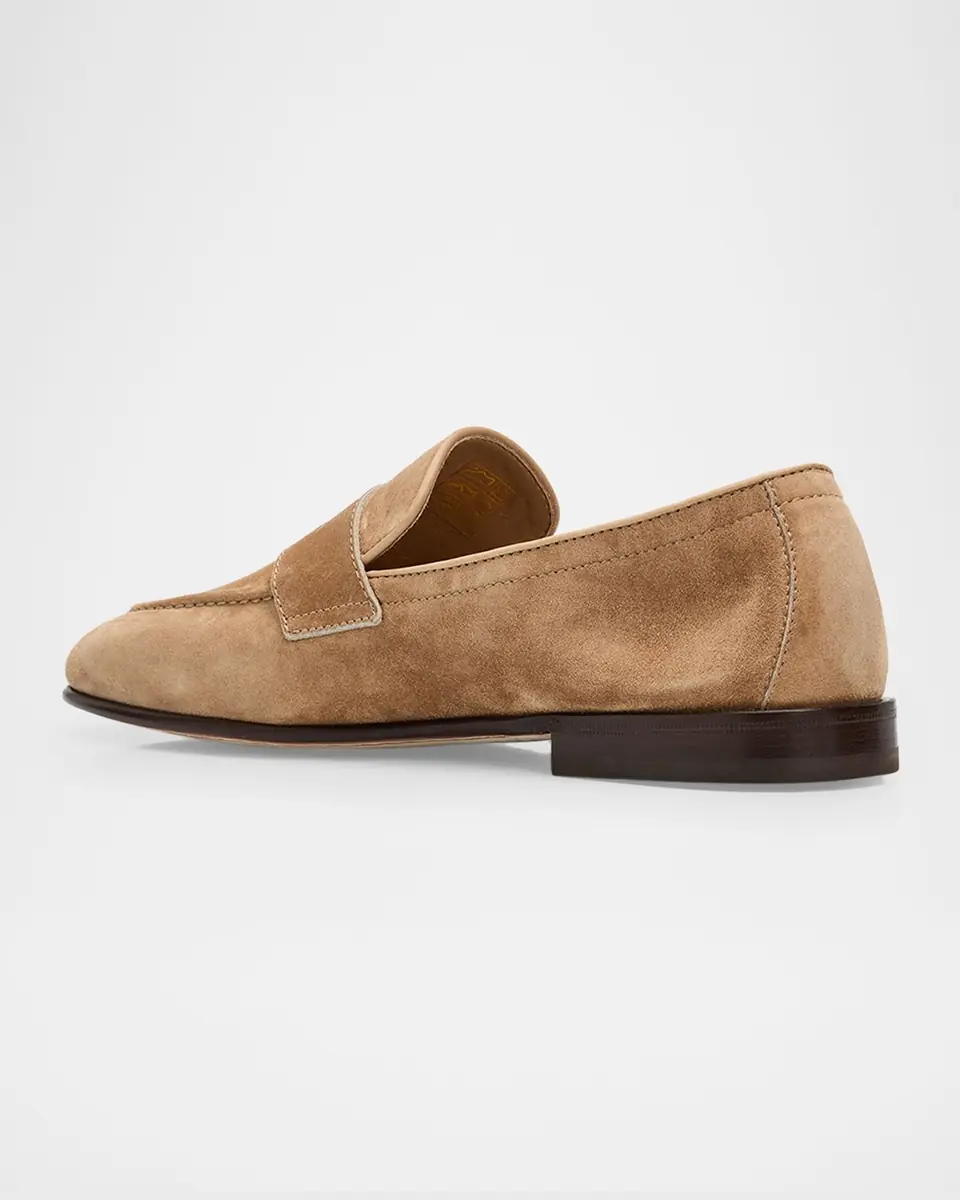 Brunello Cucinelli Men's Leather Apron-Toe Penny Loafers | Thumbnail 2 Brunello Cucinelli Men's Leather Apron-Toe Penny Loafers | Thumbnail 2