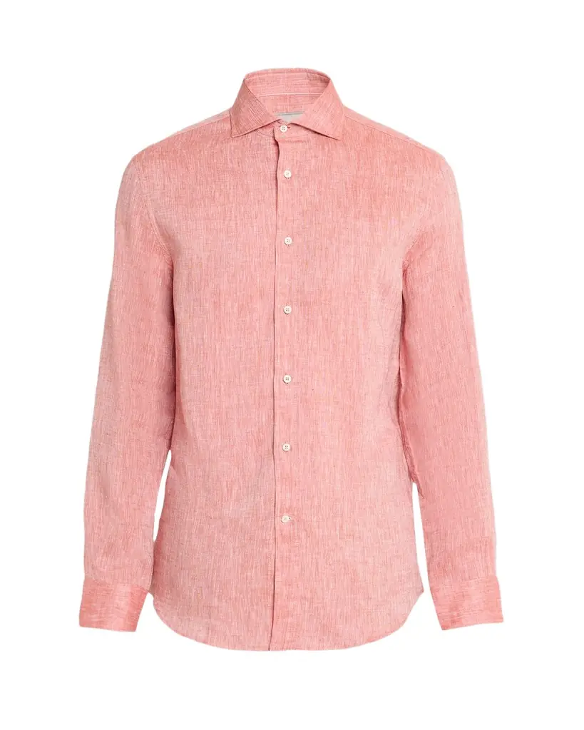 Brunello Cucinelli Men's Linen Classic Fit Button-Down Shirt | Image 1 Brunello Cucinelli Men's Linen Classic Fit Button-Down Shirt | Image 1