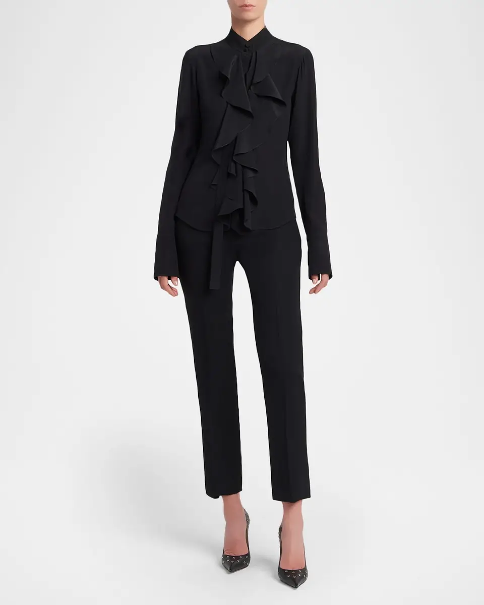 Alexander McQueen Ruffle Crepe De Chine Shirt | Thumbnail 2 Alexander McQueen Ruffle Crepe De Chine Shirt | Thumbnail 2
