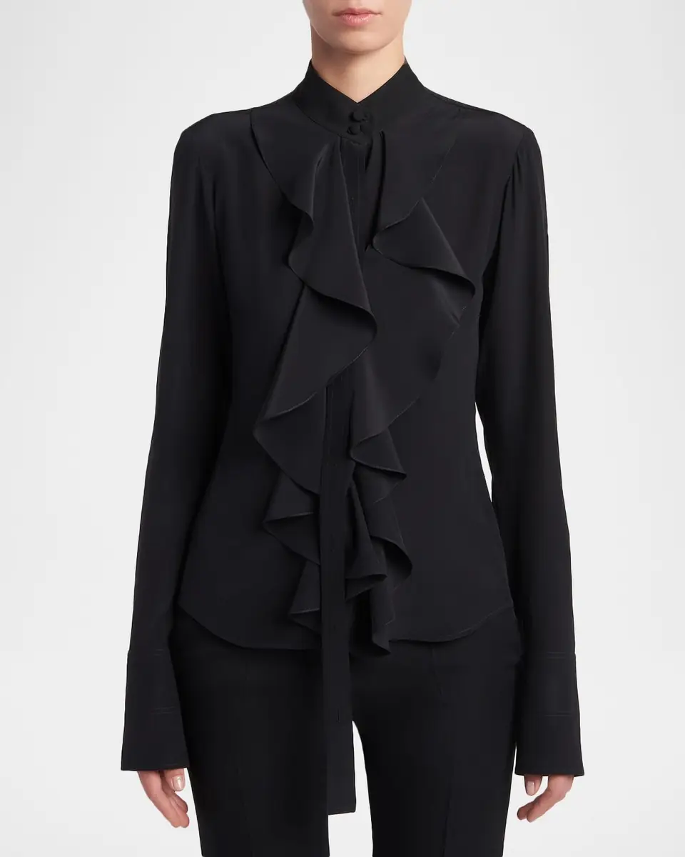 Alexander McQueen Ruffle Crepe De Chine Shirt | Thumbnail 4 Alexander McQueen Ruffle Crepe De Chine Shirt | Thumbnail 4