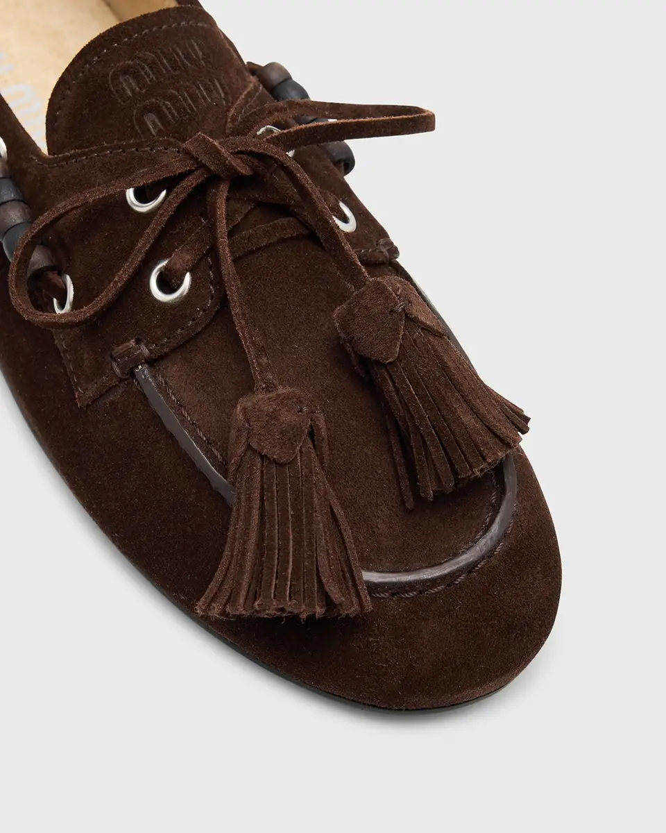 Miu Miu Suede Tassel Boat Loafers | Thumbnail 5