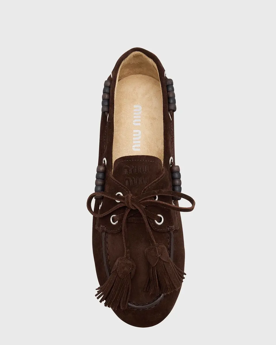 Miu Miu Suede Tassel Boat Loafers | Thumbnail 6