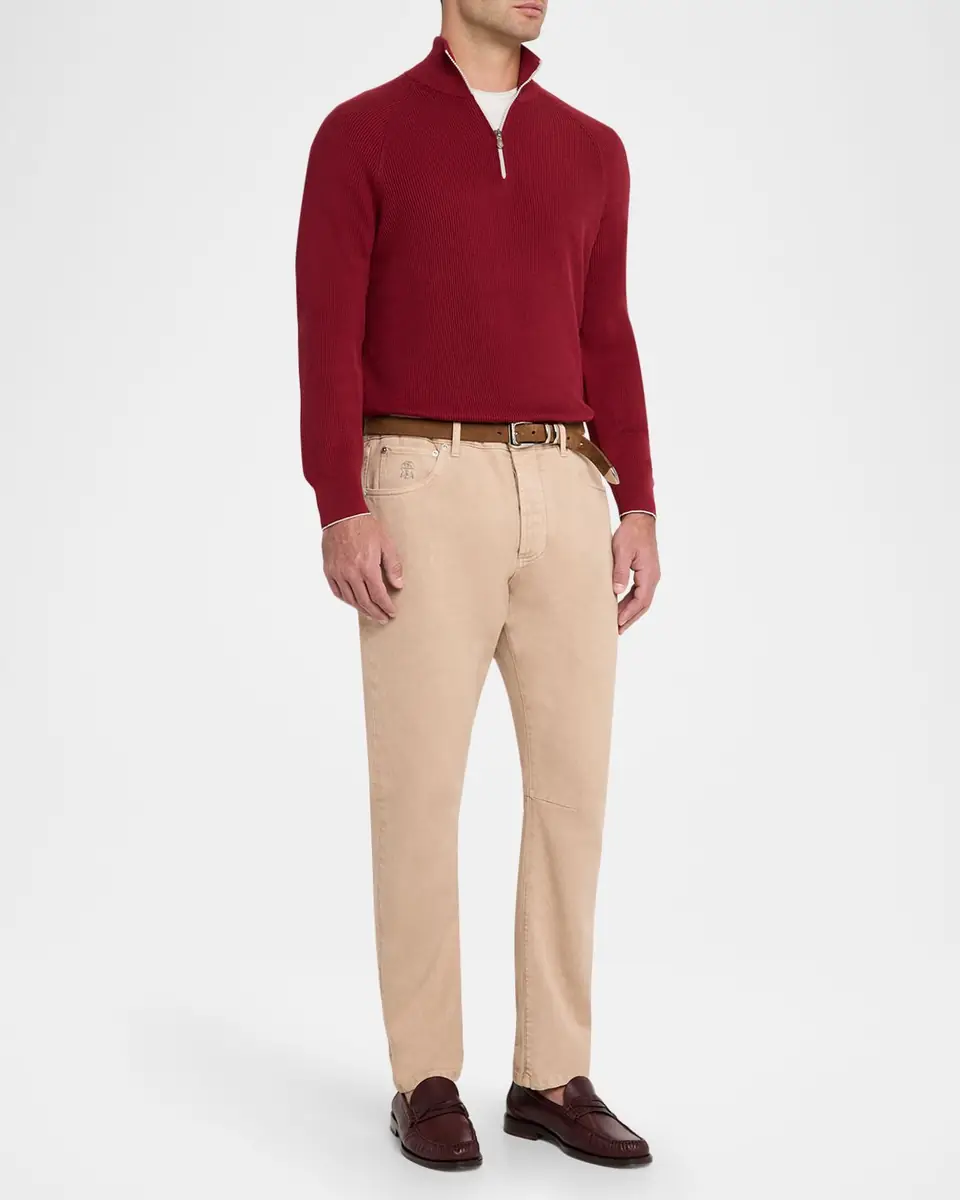 Brunello Cucinelli Men's Wool and Cashmere Half-Zip Sweater | Thumbnail 2 Brunello Cucinelli Men's Wool and Cashmere Half-Zip Sweater | Thumbnail 2