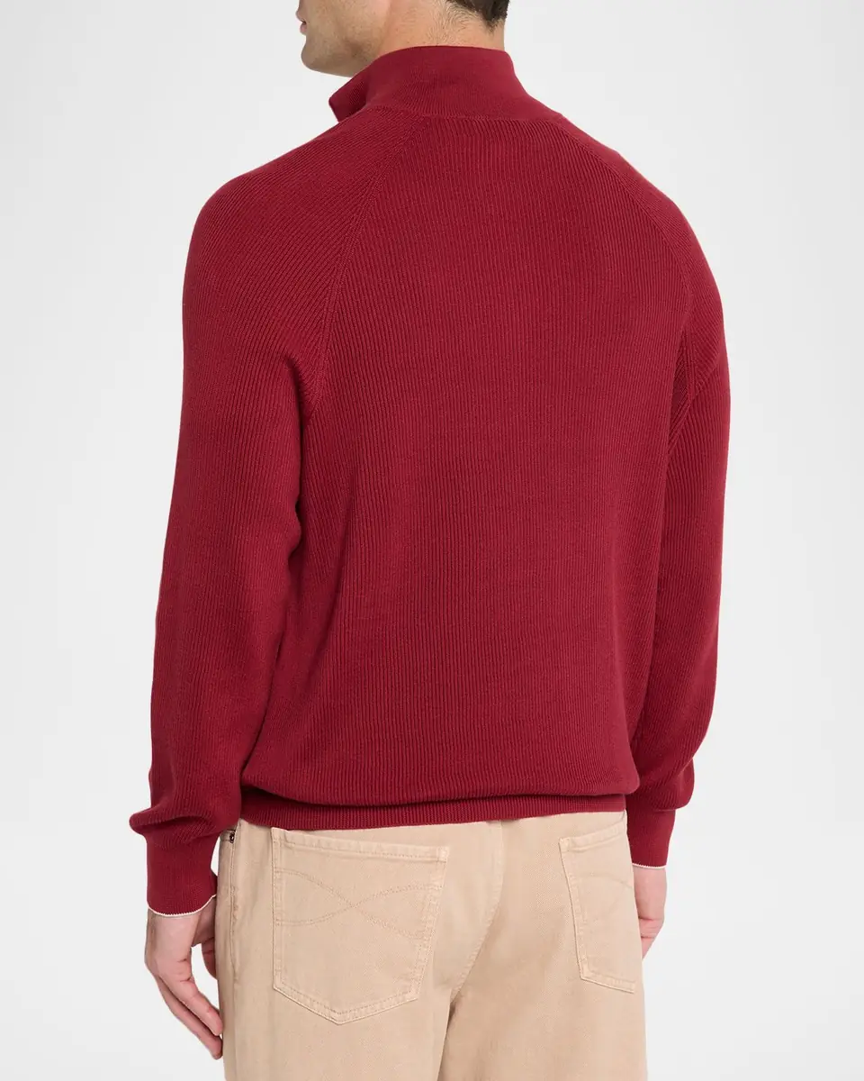 Brunello Cucinelli Men's Wool and Cashmere Half-Zip Sweater | Thumbnail 3 Brunello Cucinelli Men's Wool and Cashmere Half-Zip Sweater | Thumbnail 3