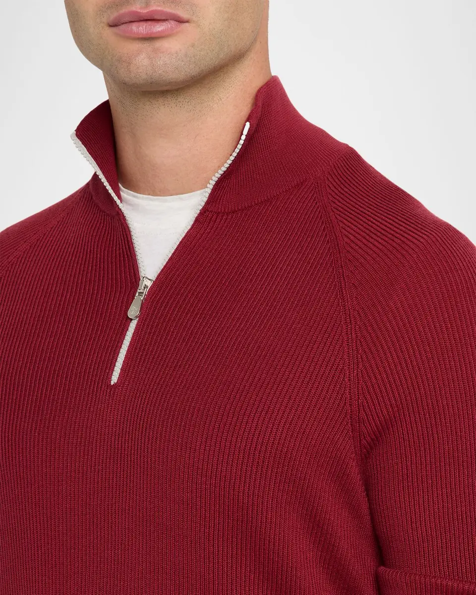 Brunello Cucinelli Men's Wool and Cashmere Half-Zip Sweater | Thumbnail 5 Brunello Cucinelli Men's Wool and Cashmere Half-Zip Sweater | Thumbnail 5