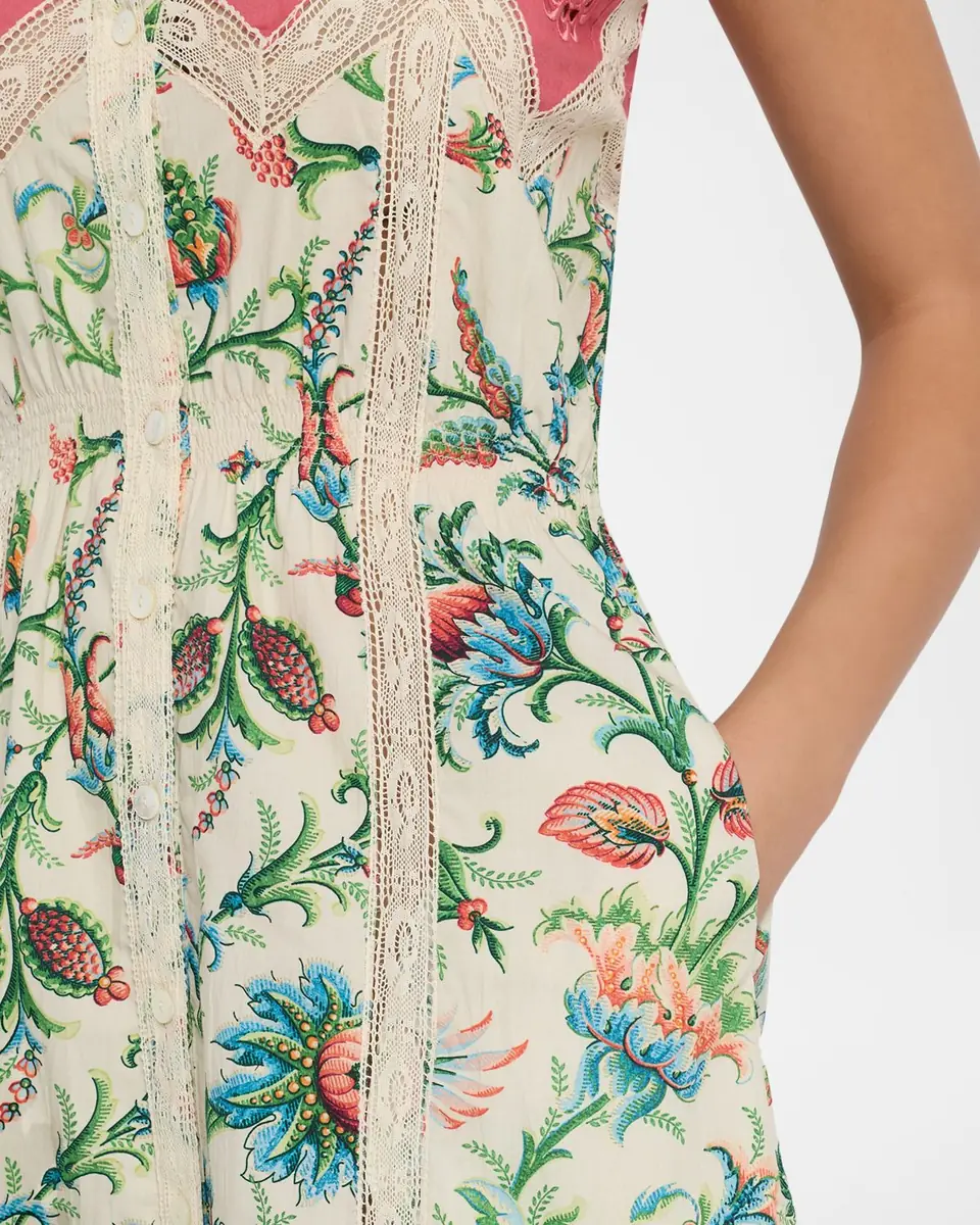 Etro Crochet-Inset Floral Cotton Button-Front Midi Dress | Thumbnail 5 Etro Crochet-Inset Floral Cotton Button-Front Midi Dress | Thumbnail 5