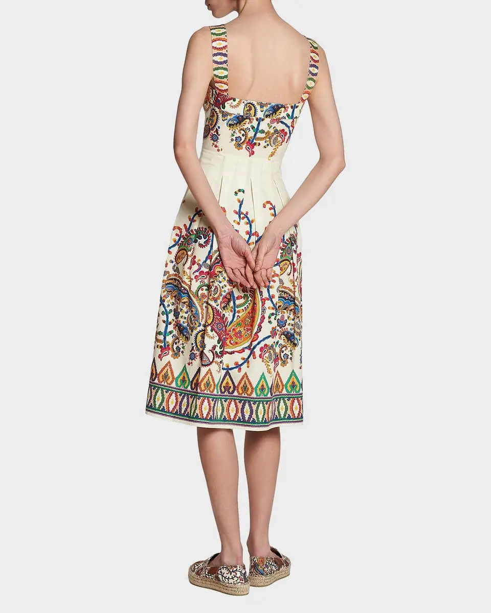 Etro Paisley Pleated Cotton Midi Dress | Thumbnail 3 Etro Paisley Pleated Cotton Midi Dress | Thumbnail 3