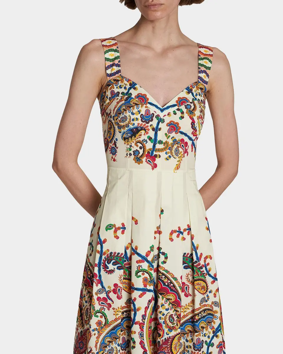 Etro Paisley Pleated Cotton Midi Dress | Thumbnail 5 Etro Paisley Pleated Cotton Midi Dress | Thumbnail 5