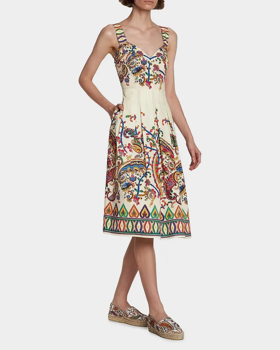 Etro Paisley Pleated Cotton Midi Dress | Thumbnail 6 Etro Paisley Pleated Cotton Midi Dress | Thumbnail 6