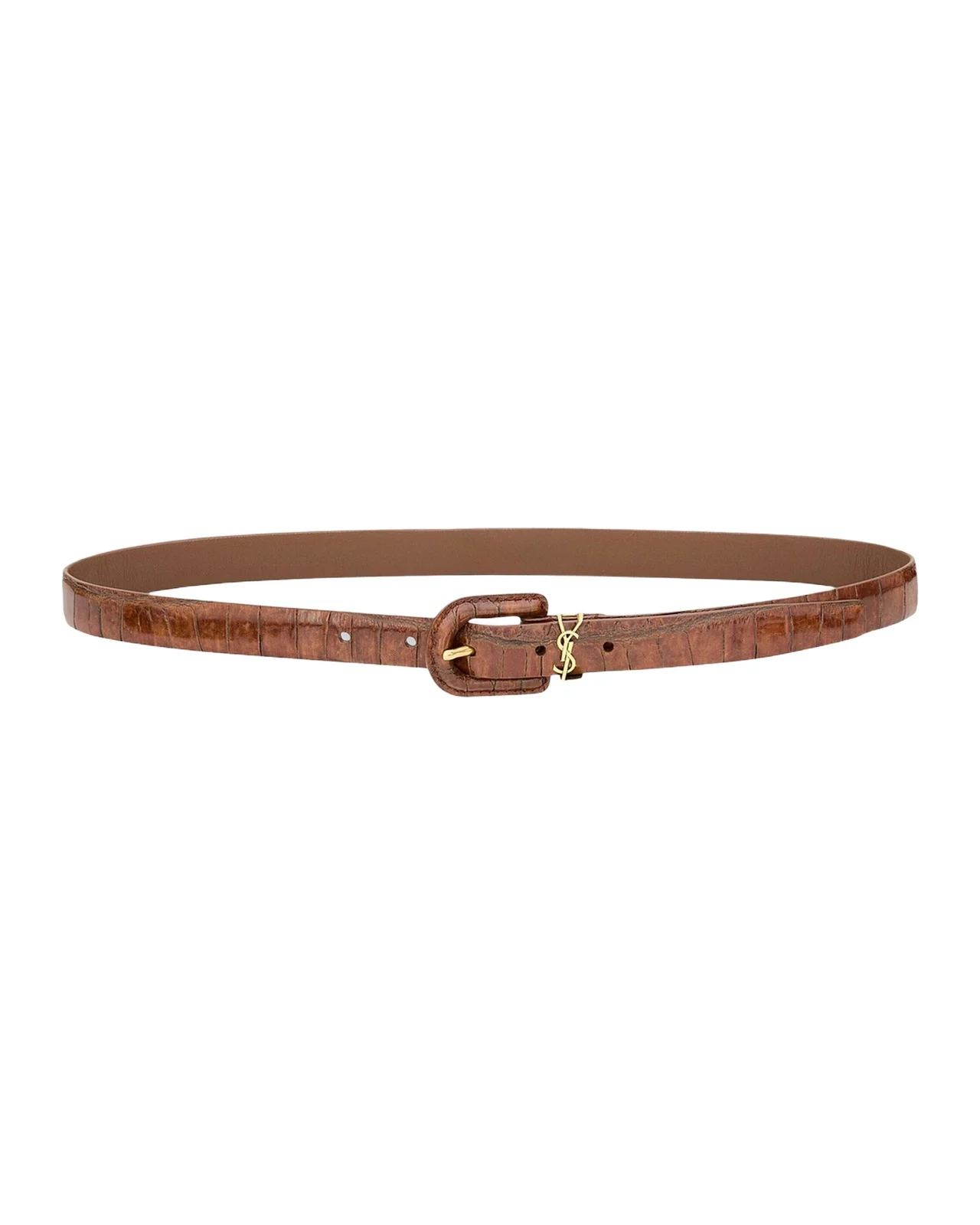 Cassandre Croco-Embossed Leather Thin Belt Cassandre Croco-Embossed Leather Thin Belt