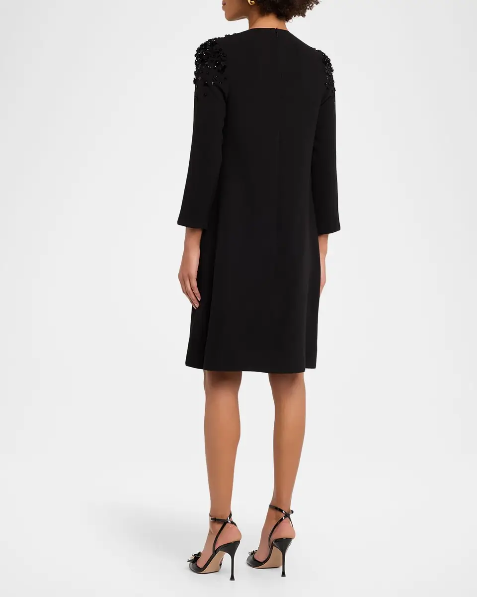 Rickie Freeman for Teri Jon A-Line Floral Applique Crepe Dress | Thumbnail 3