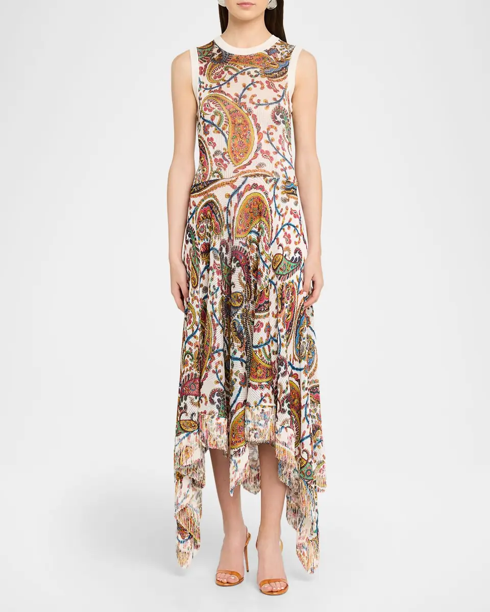 Etro Paisley Knit Fringed Handkerchief Midi Dress | Thumbnail 2 Etro Paisley Knit Fringed Handkerchief Midi Dress | Thumbnail 2