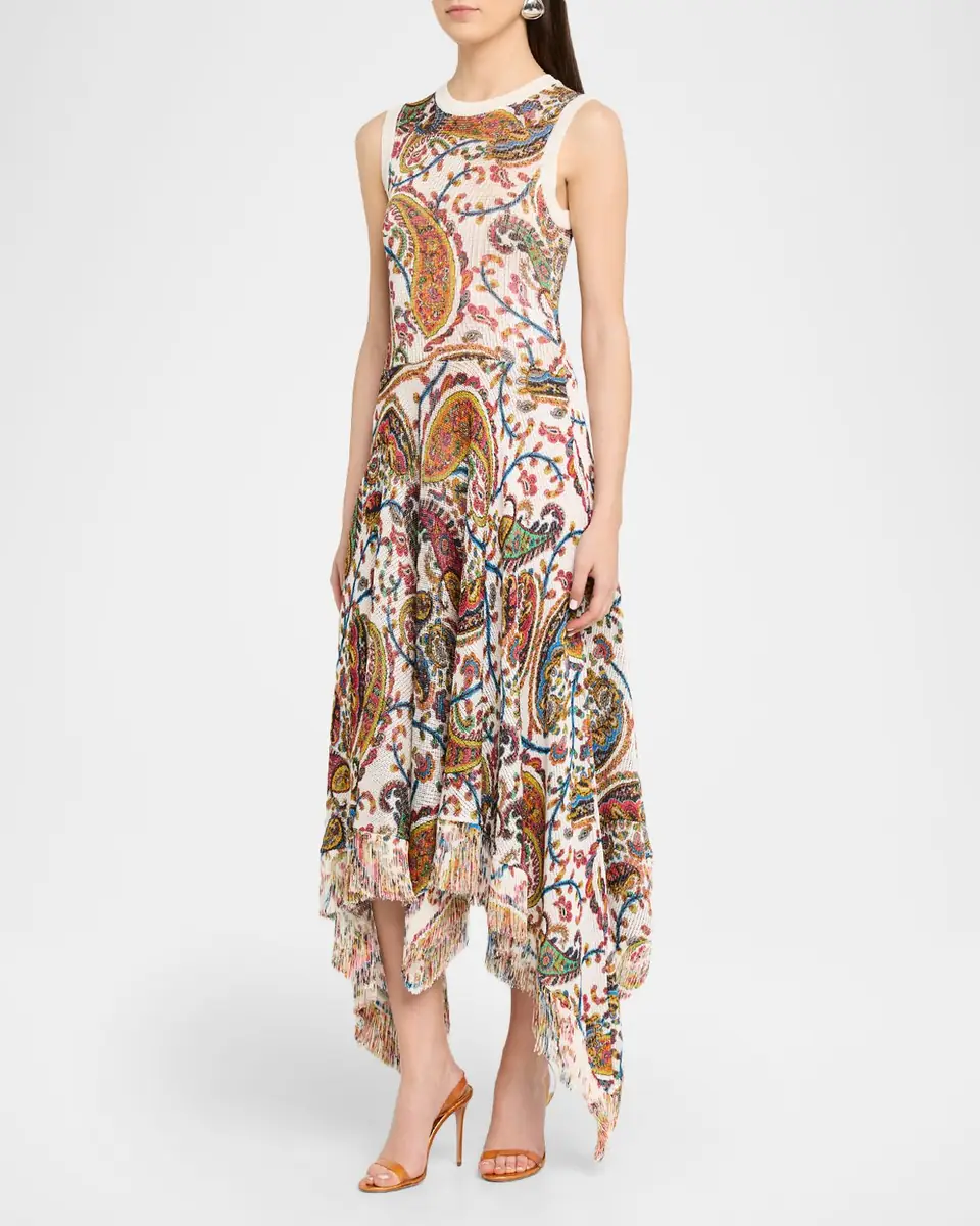 Etro Paisley Knit Fringed Handkerchief Midi Dress | Thumbnail 4 Etro Paisley Knit Fringed Handkerchief Midi Dress | Thumbnail 4