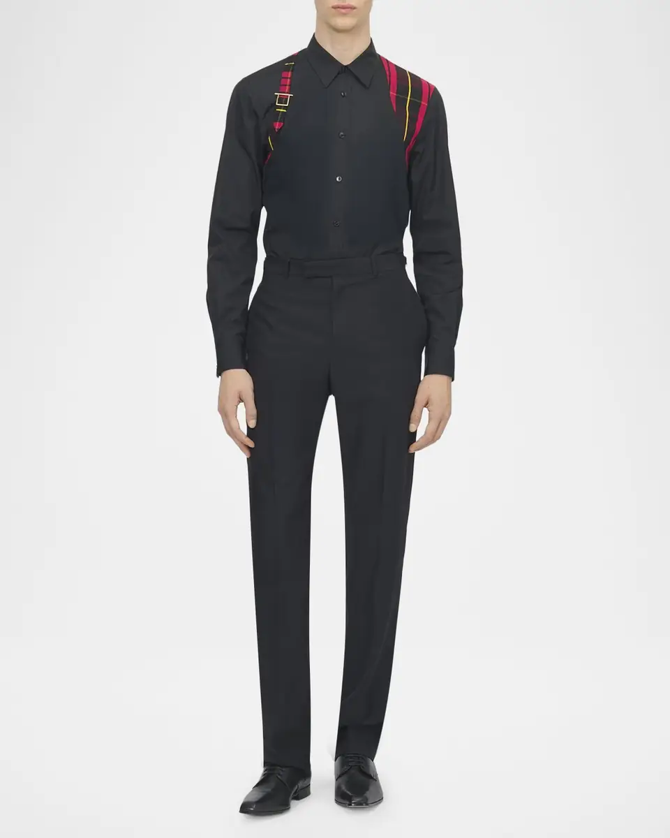 Alexander McQueen Men's Tartan Harness Cotton Button-Down Shirt | Thumbnail 2 Alexander McQueen Men's Tartan Harness Cotton Button-Down Shirt | Thumbnail 2
