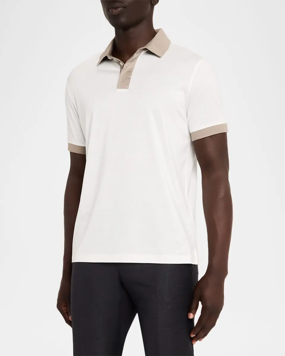 Emporio Armani Men's Lyocell and Cotton Contrast-Trim Polo Shirt | Thumbnail 4
