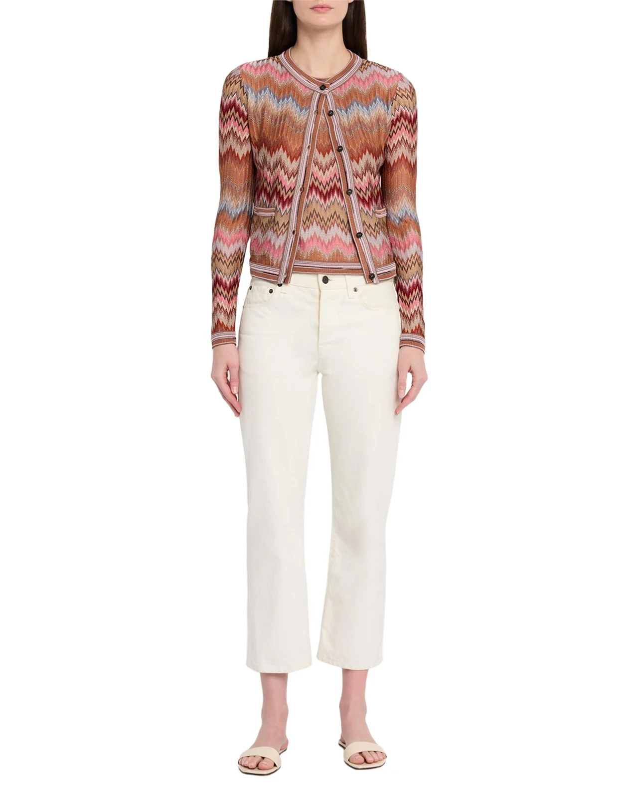 Multicolor Snake Chevron Crewneck Cardigan Multicolor Snake Chevron Crewneck Cardigan