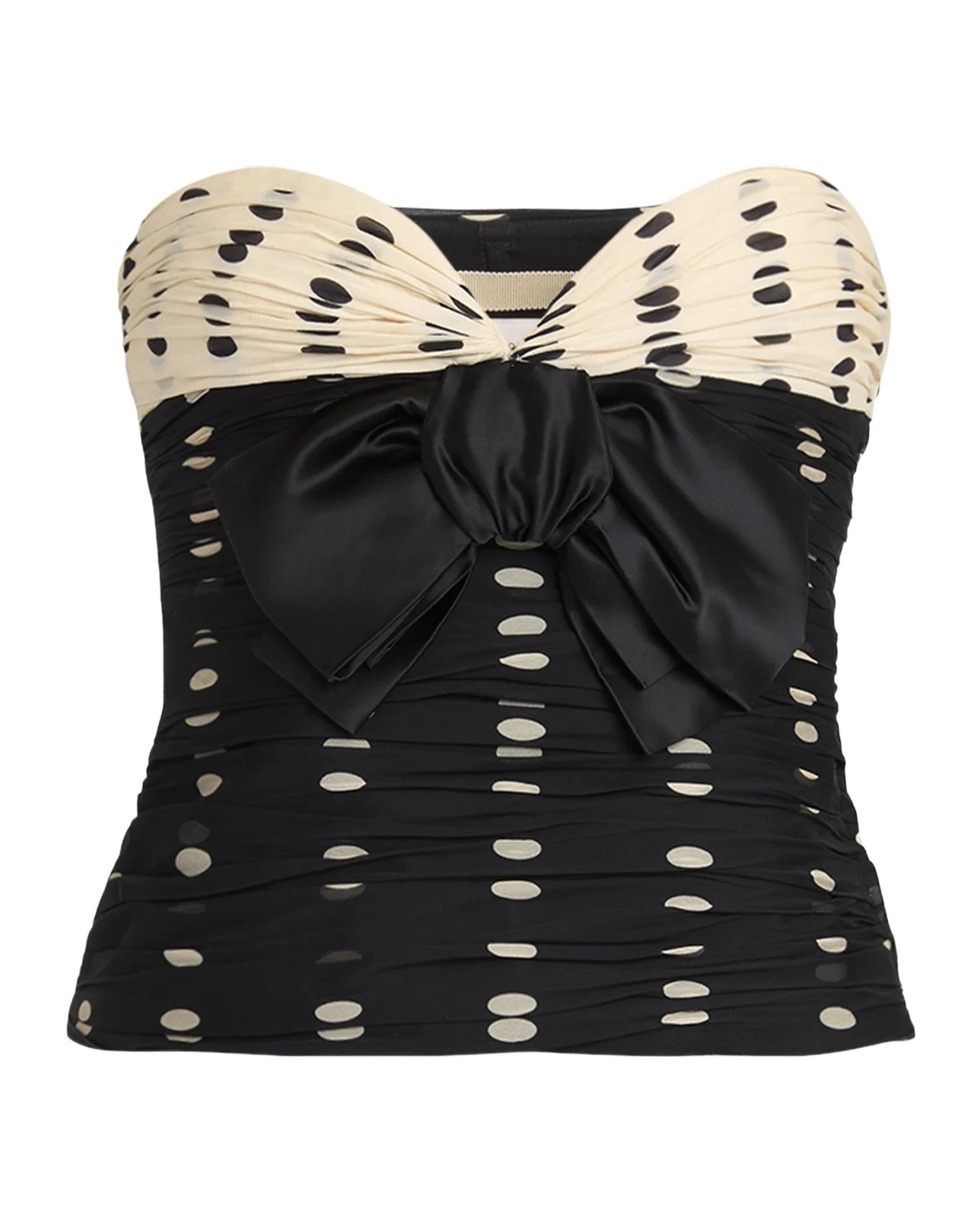 Valentino Garavani Strapless Polka Dot Ruched Bustier