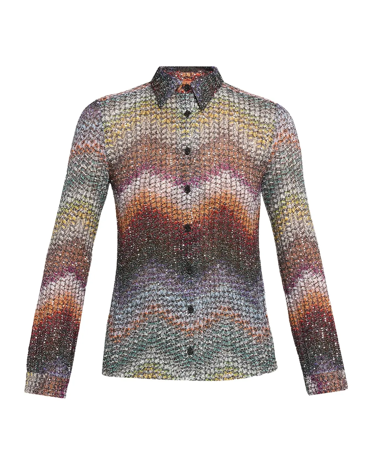 Missoni Sequined Wefted Loom Knit Button-Down Shirt