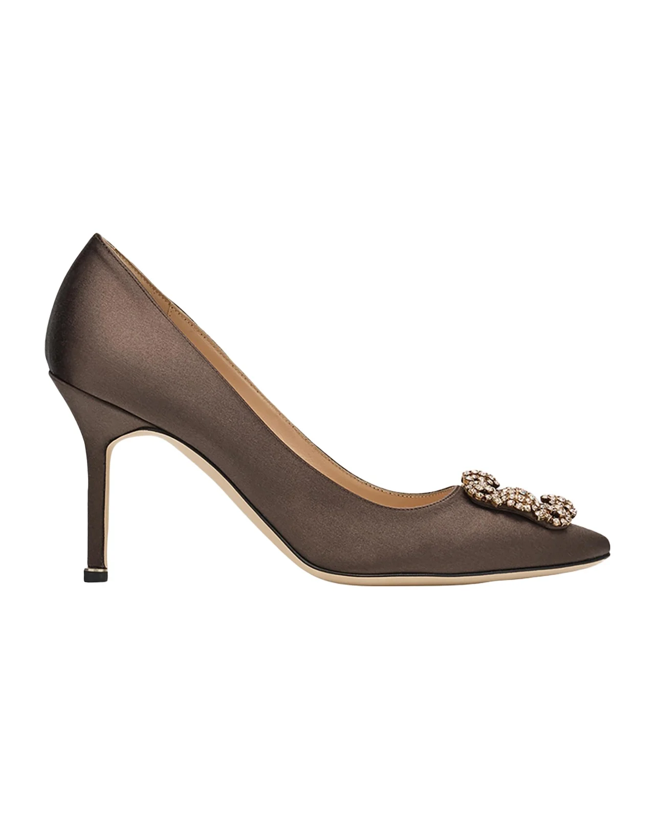 90mm Hangisis Satin Pumps with Crystal Buckle 90mm Hangisis Satin Pumps with Crystal Buckle