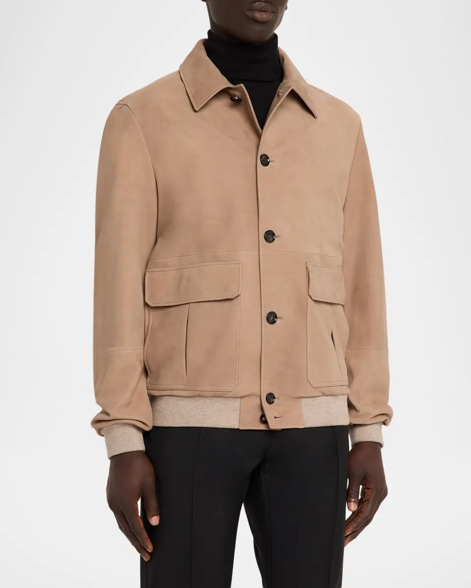Stefano Ricci Men's Suede Button-Front Shirt Jacket | Thumbnail 4 Stefano Ricci Men's Suede Button-Front Shirt Jacket | Thumbnail 4