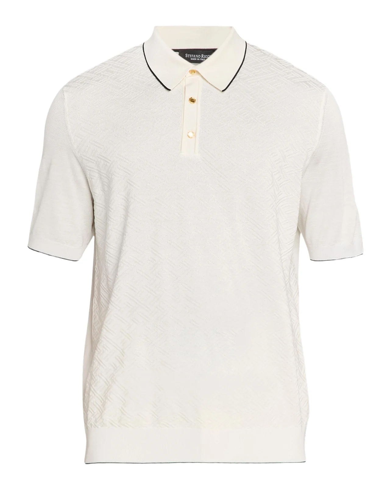 Stefano Ricci Men's Jacquard Silk Knit Polo Shirt
