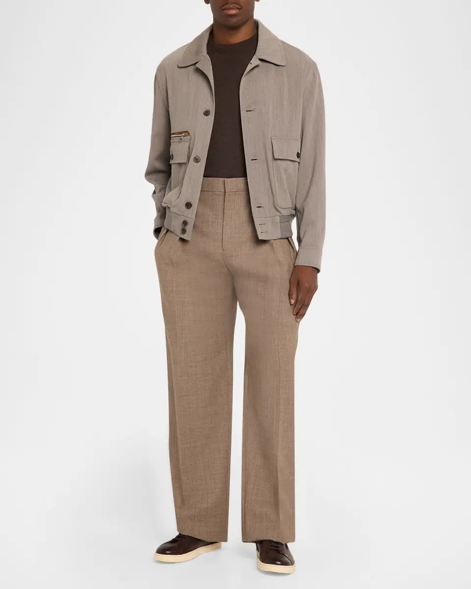 dunhill Men's Super 120S Wool Bomber Jacket | Thumbnail 2 dunhill Men's Super 120S Wool Bomber Jacket | Thumbnail 2