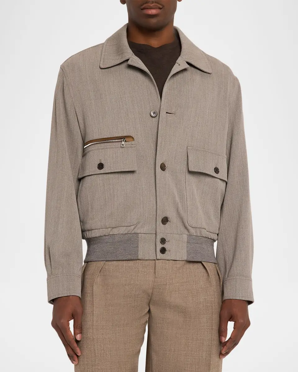 dunhill Men's Super 120S Wool Bomber Jacket | Thumbnail 4 dunhill Men's Super 120S Wool Bomber Jacket | Thumbnail 4