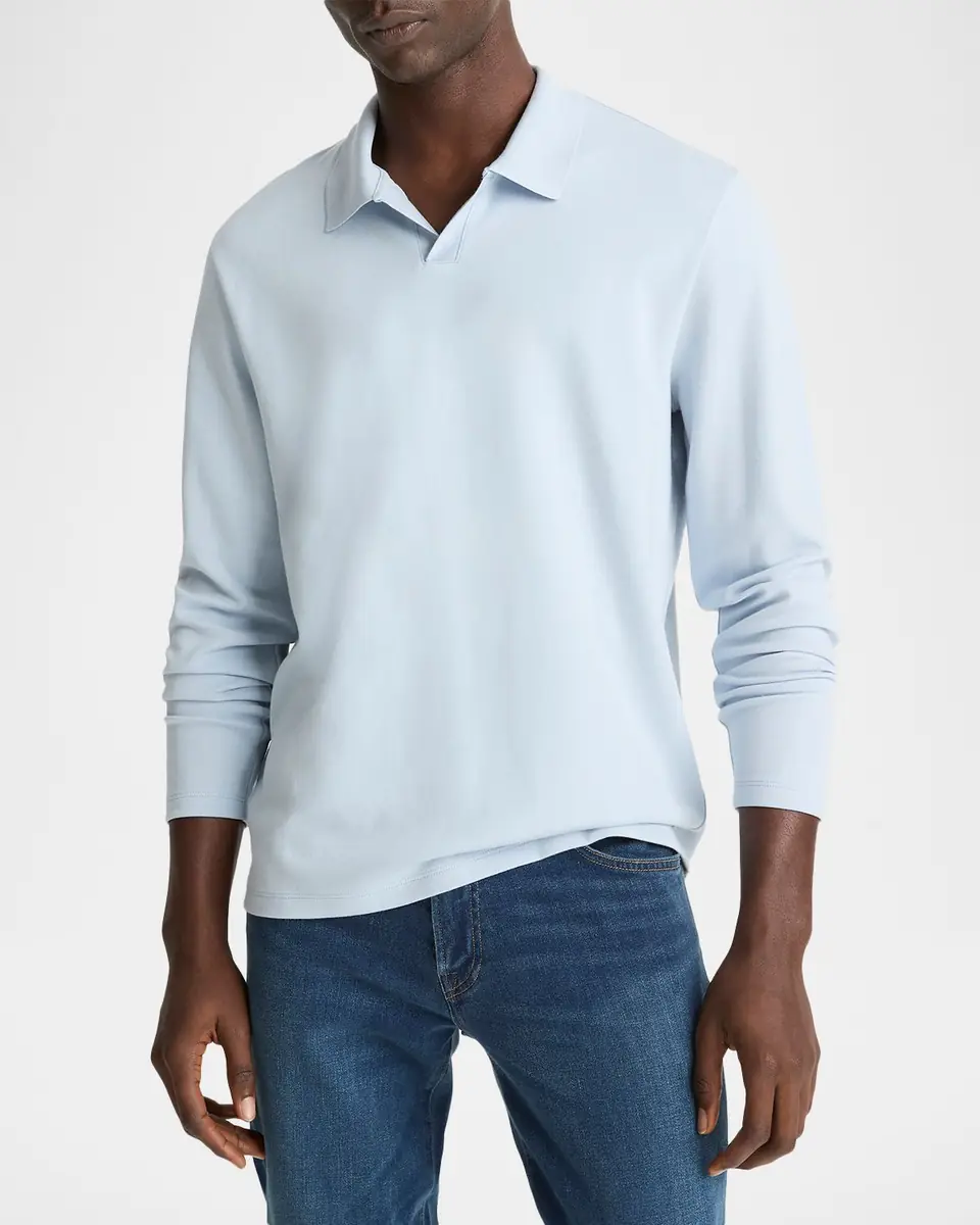 Vince Men's Milano Pima Cotton-Blend Johnny-Collar Polo Shirt | Thumbnail 3