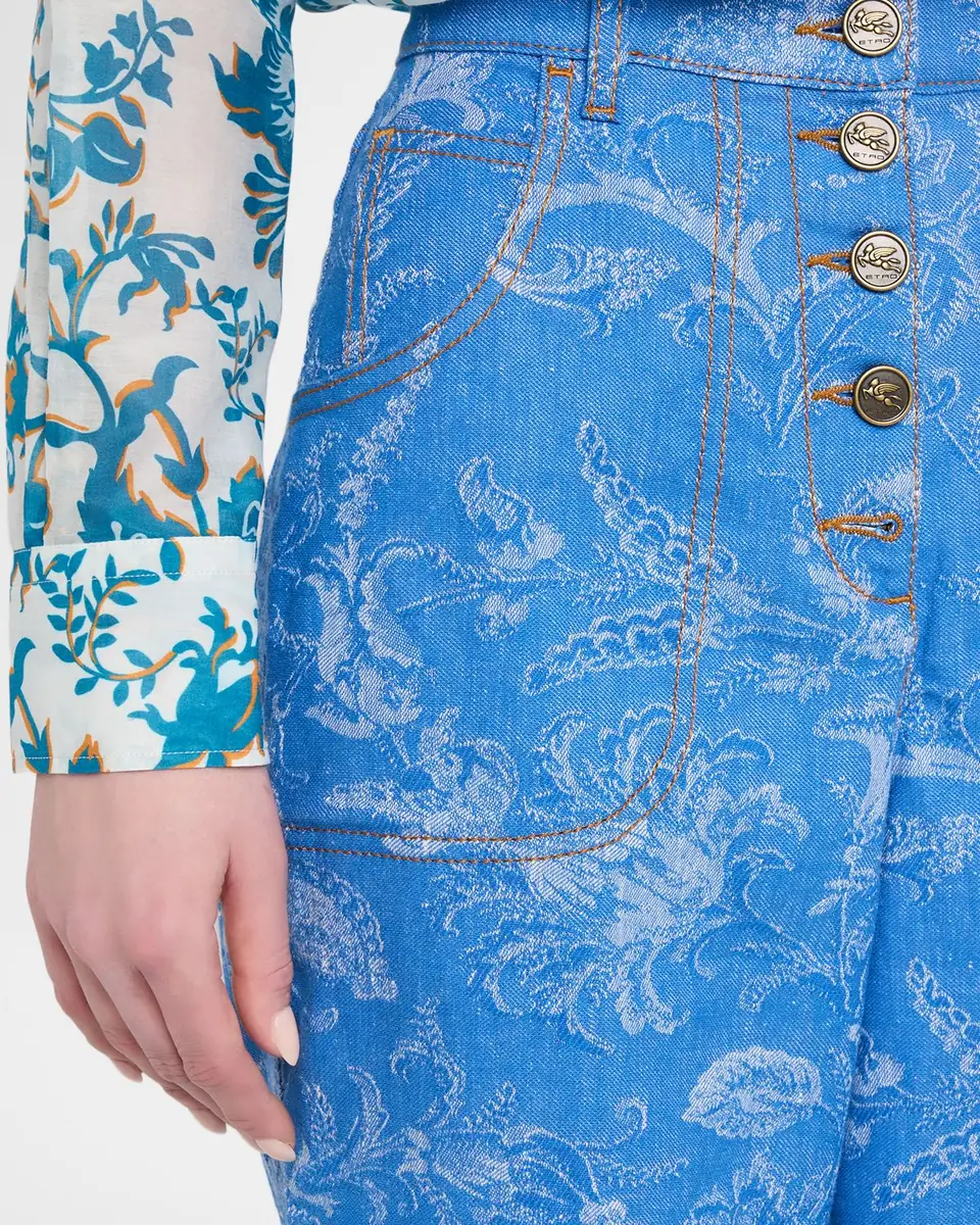 Etro Floral Denim Jacquard Button-Front Flare Jeans | Thumbnail 5 Etro Floral Denim Jacquard Button-Front Flare Jeans | Thumbnail 5