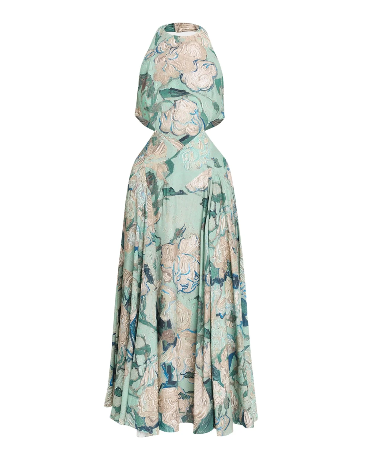 Givenchy Floral-Print Cutout Halter Midi Dress