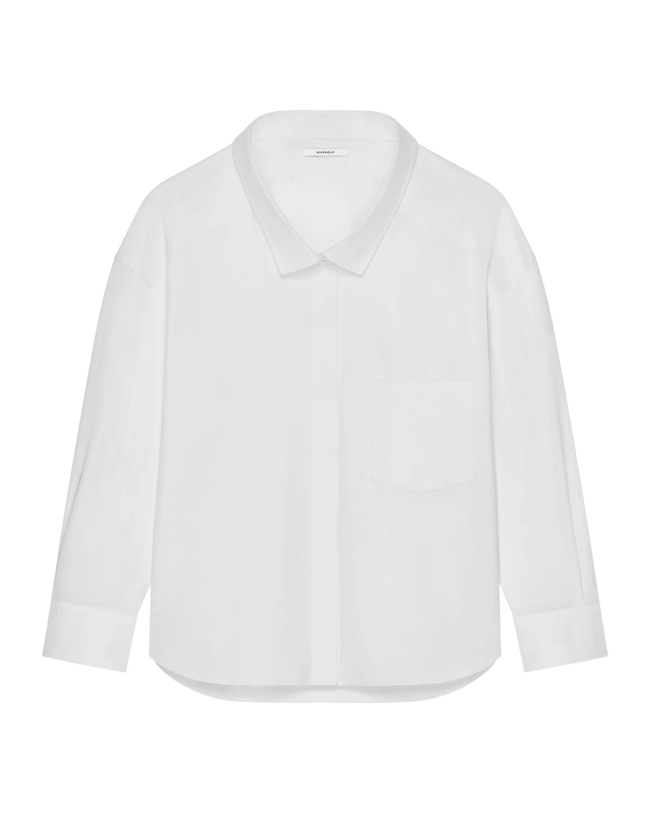 Wide-Collar Cotton Poplin Oversized Shirt