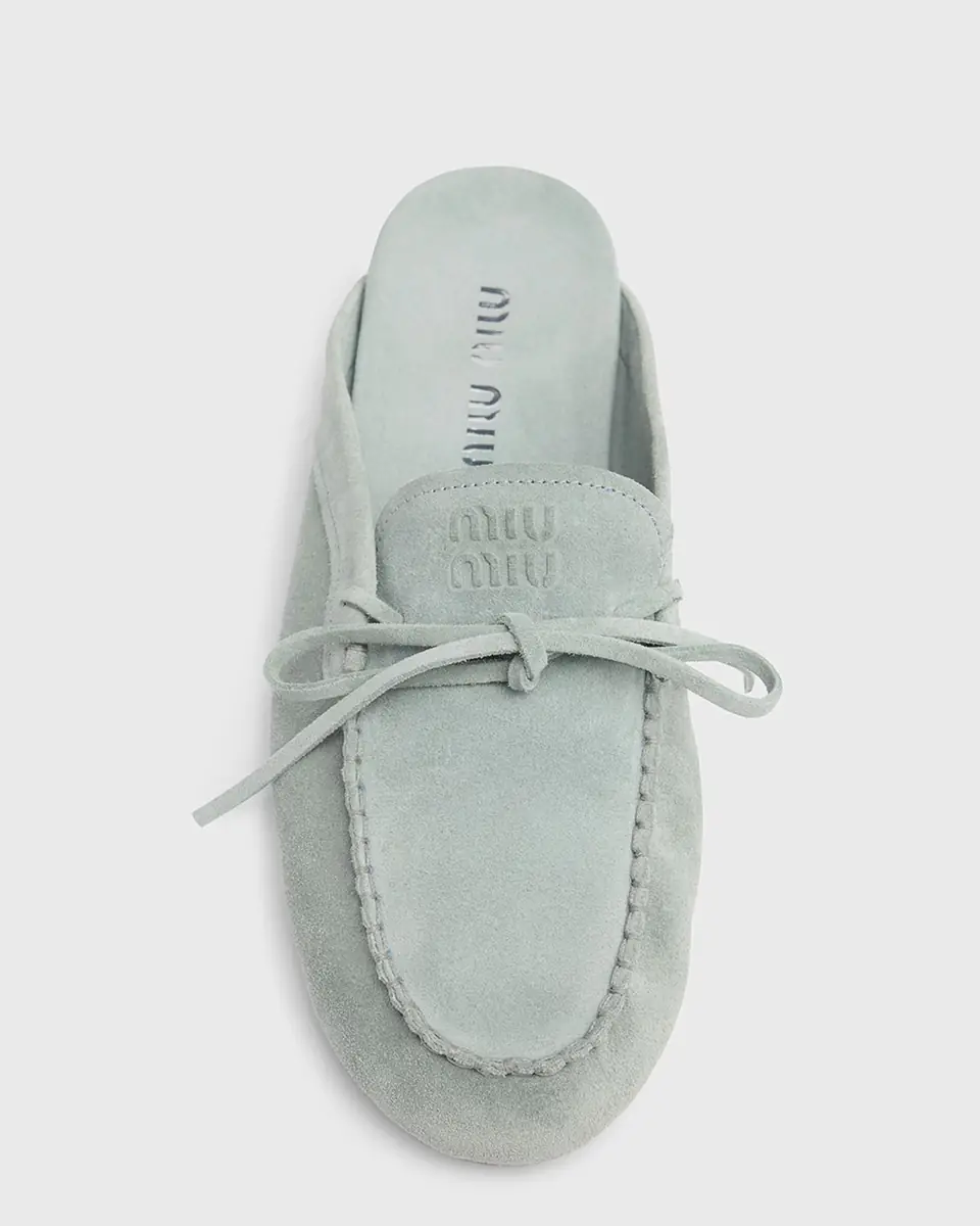 Miu Miu Sabot Suede Moccasin Mules | Thumbnail 6 Miu Miu Sabot Suede Moccasin Mules | Thumbnail 6
