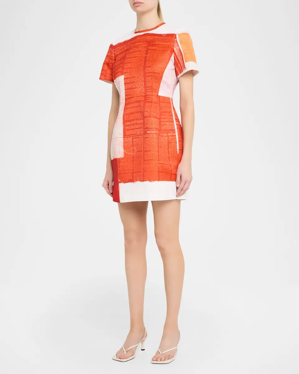 Jason Wu Collection Abstract-Print Matte Duchess Satin Mini Dress | Thumbnail 4 Jason Wu Collection Abstract-Print Matte Duchess Satin Mini Dress | Thumbnail 4