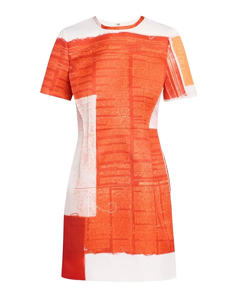 Abstract-Print Matte Duchess Satin Mini Dress
