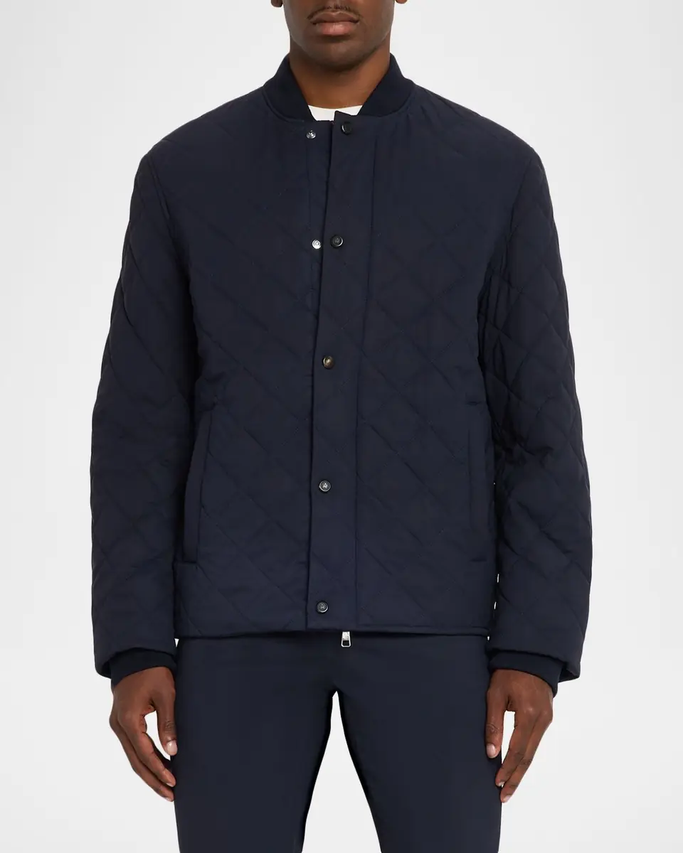 dunhill Men's Cotton and Mulberry Silk Quilted Bomber Jacket | Thumbnail 4 dunhill Men's Cotton and Mulberry Silk Quilted Bomber Jacket | Thumbnail 4