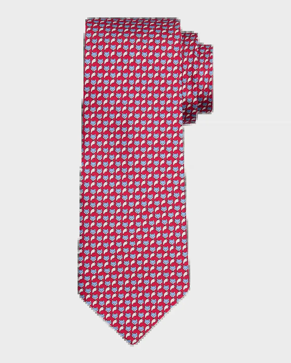 Ferragamo Men's Fox Face and Tail Silk Tie | Thumbnail 2