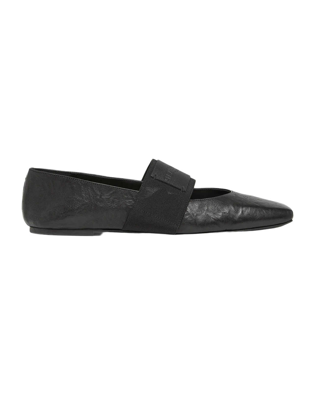 Givenchy Sliced Square Textured Leather Square-Toe Ballerina Flats