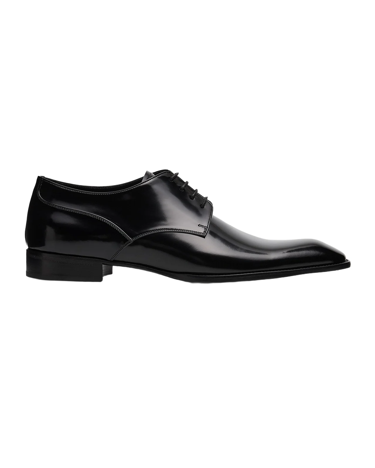 Saint Laurent Men's Stanton Glazed Leather Derby Shoes