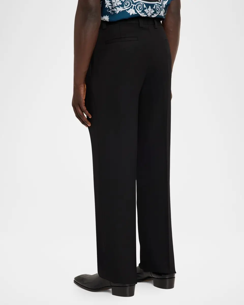 Versace Men's Wool Straight Leg Flat-Front Trousers | Thumbnail 3 Versace Men's Wool Straight Leg Flat-Front Trousers | Thumbnail 3