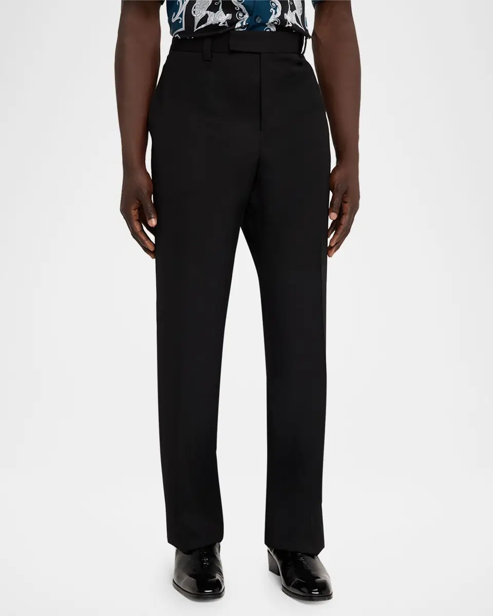 Versace Men's Wool Straight Leg Flat-Front Trousers | Thumbnail 4 Versace Men's Wool Straight Leg Flat-Front Trousers | Thumbnail 4