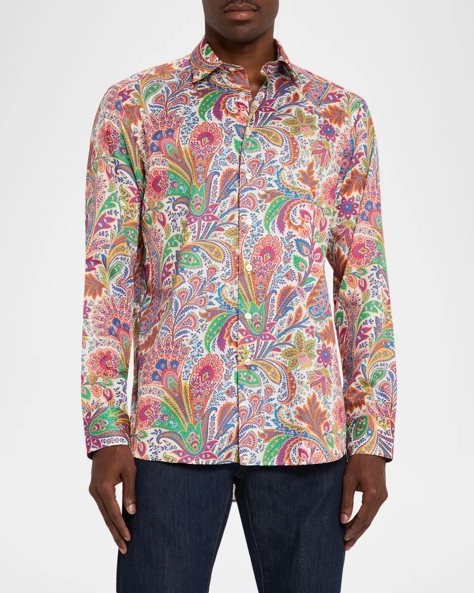 Etro Men's Paisley Jacquard Roma-Fit Dress Shirt | Thumbnail 4 Etro Men's Paisley Jacquard Roma-Fit Dress Shirt | Thumbnail 4