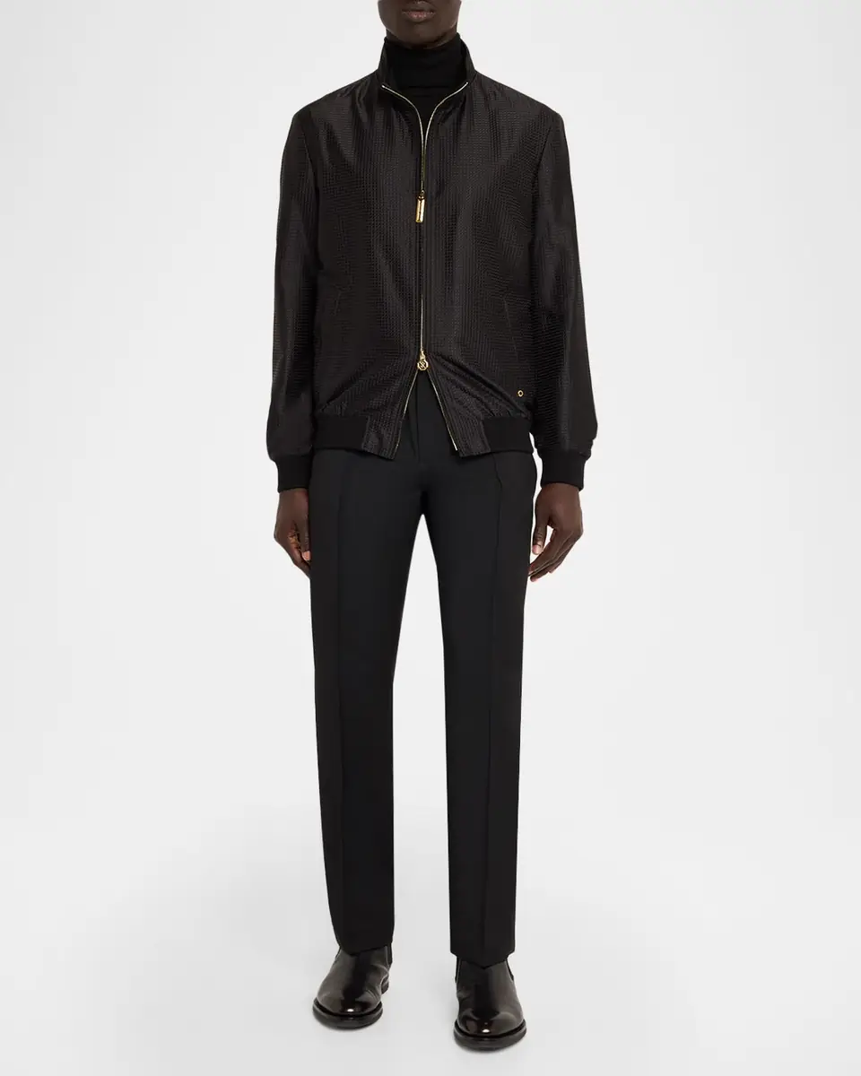 Stefano Ricci Men's Geometric Silk Jacquard Blouson | Thumbnail 2 Stefano Ricci Men's Geometric Silk Jacquard Blouson | Thumbnail 2