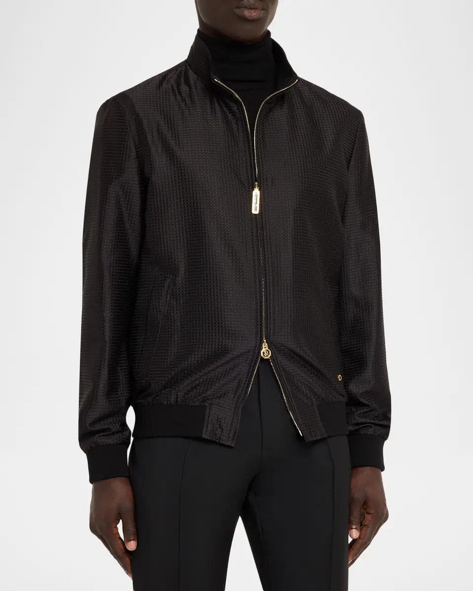 Stefano Ricci Men's Geometric Silk Jacquard Blouson | Thumbnail 4 Stefano Ricci Men's Geometric Silk Jacquard Blouson | Thumbnail 4