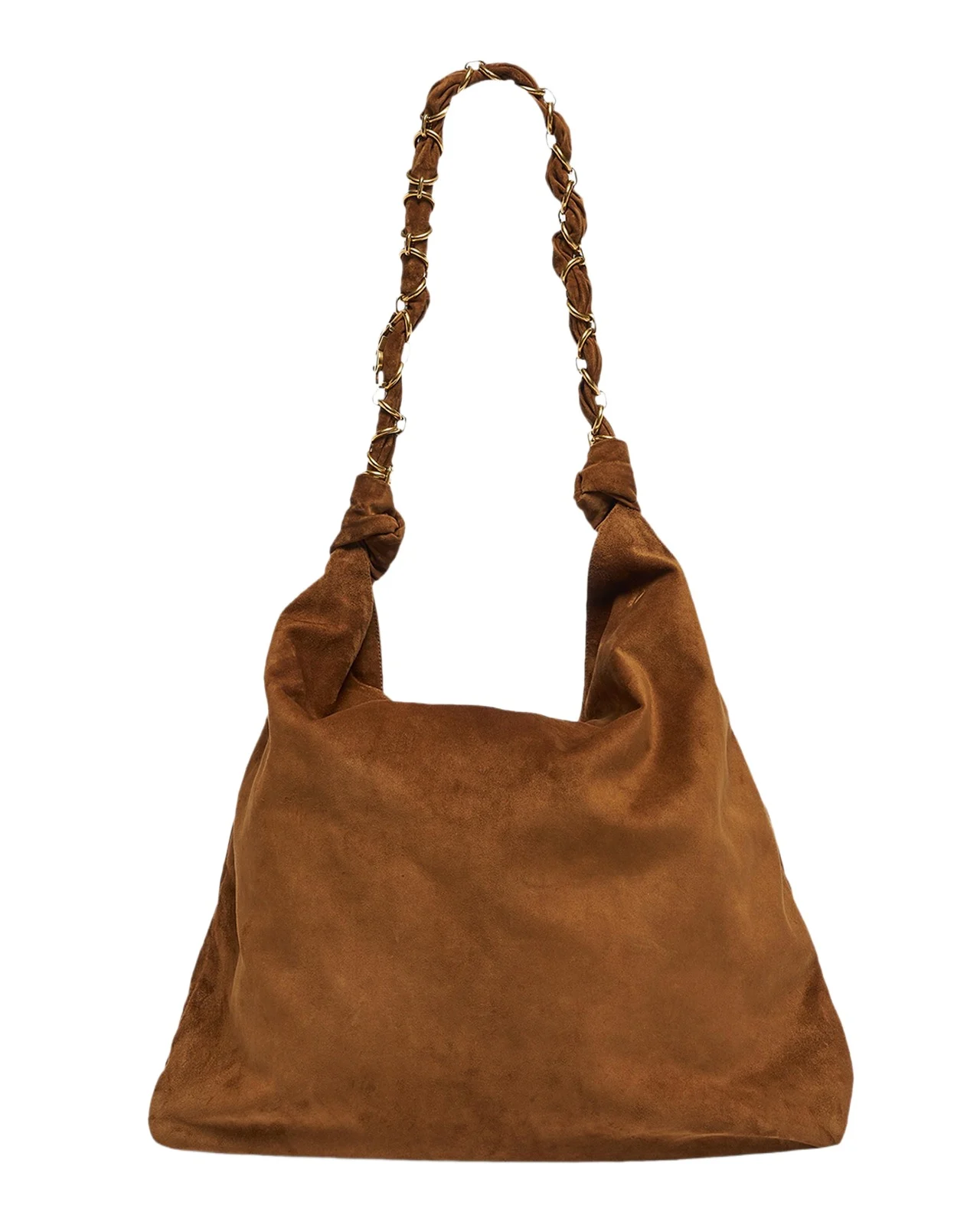 YSL Chain-Embellished Suede Shoulder Bag