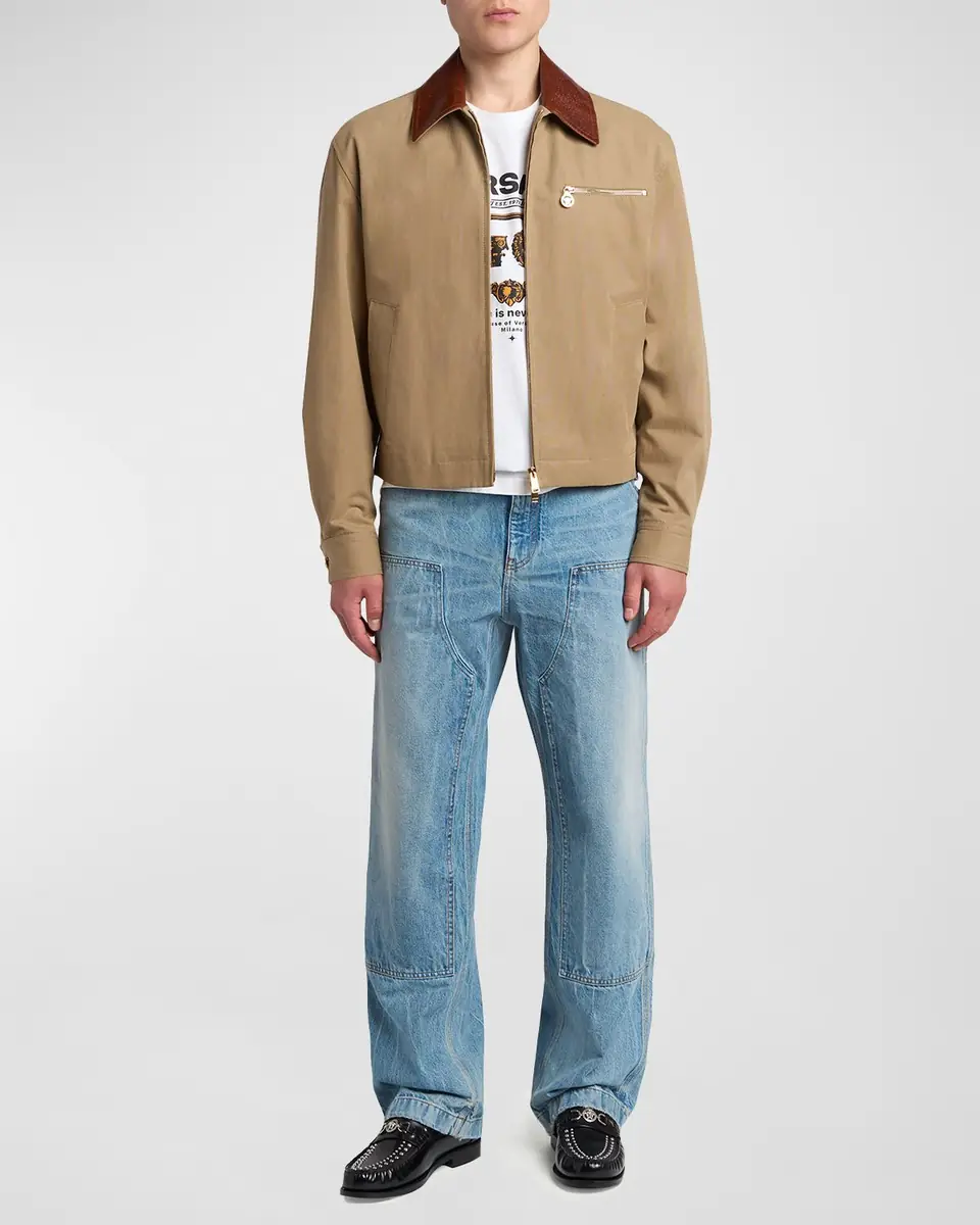 Versace Men's Leather Collar Blouson Jacket | Thumbnail 2 Versace Men's Leather Collar Blouson Jacket | Thumbnail 2